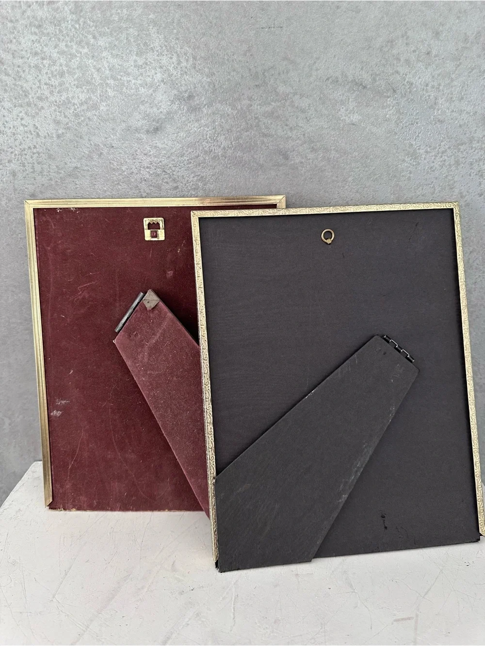 2 Vintage Embossed ORNATE Brass GOLD Picture Frame 8X10 REVERSE PAINT